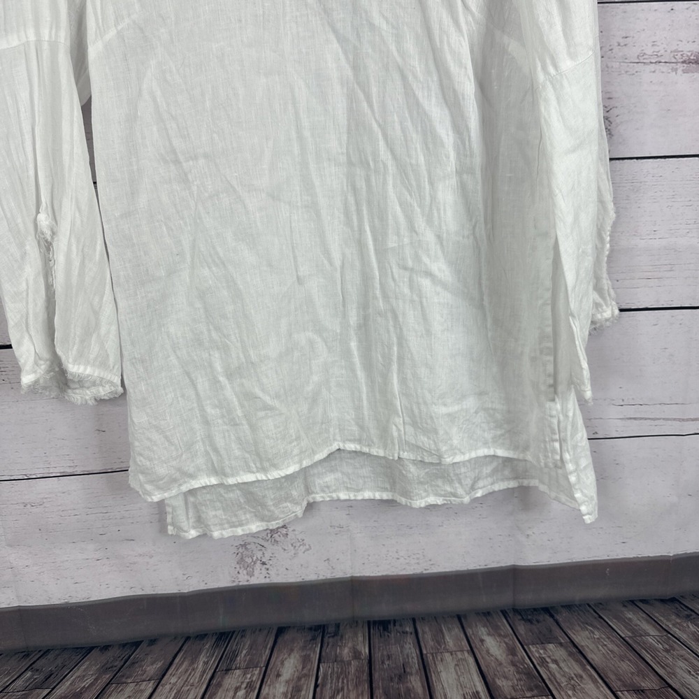 J Jill Shirt Top Womens Medium White Love Linen Boxy Breathable beach Minimalist - Picture 3 of 11